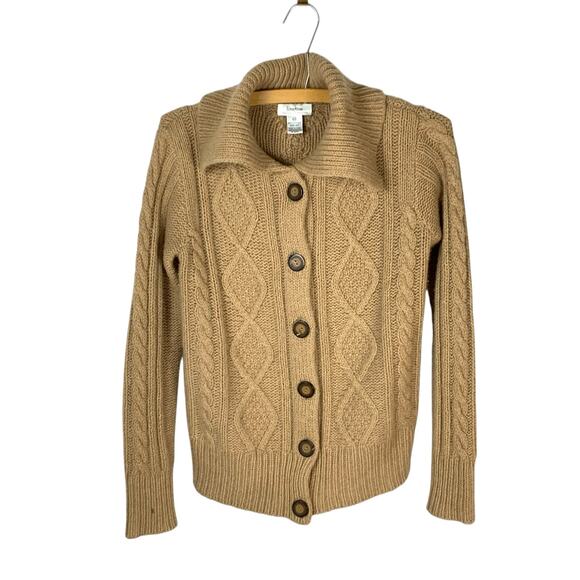 Neiman Marcus Sweaters - Cashmere Cable Knit Cardigan Neiman Marcus Camel XS Cozy Layer